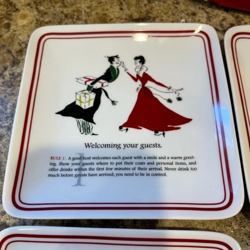 Williams Sonoma Party Etiquette Appetizer Plates Set of 4 NIB